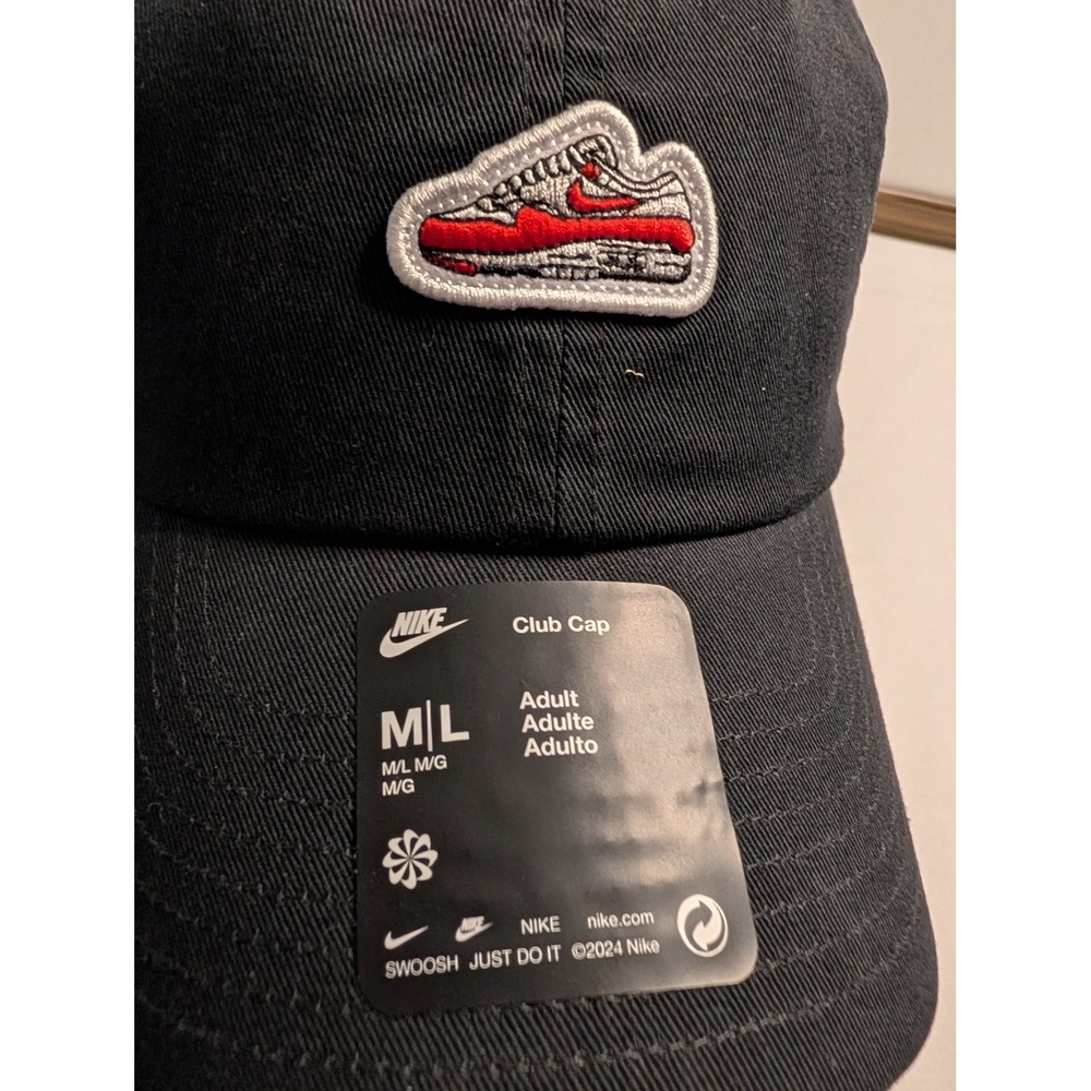 Nike Club Cap Black Adjustable Hat Sneaker Patch FN4402-010 M/L NWT